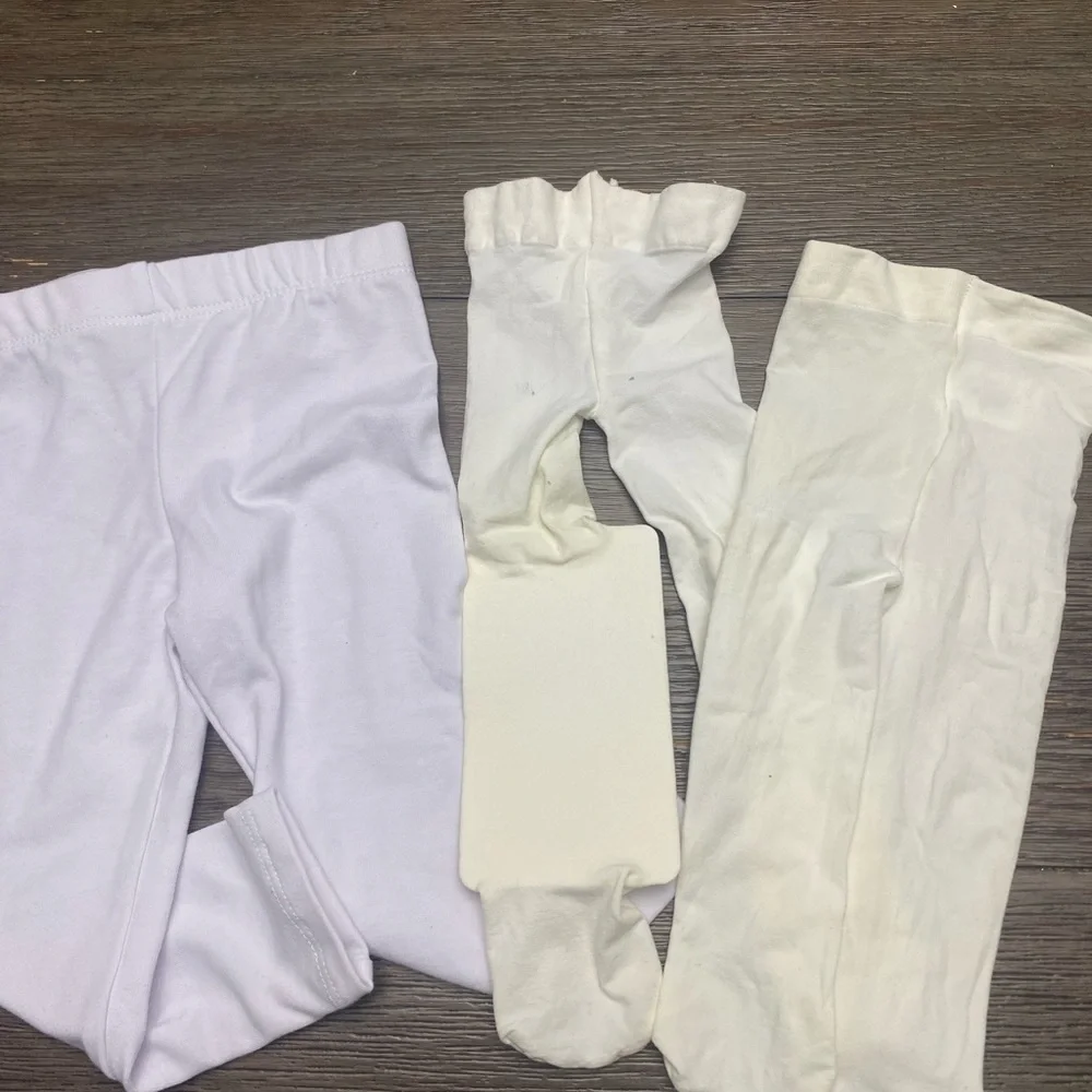 Baby girl tights leggings stockings white and off white